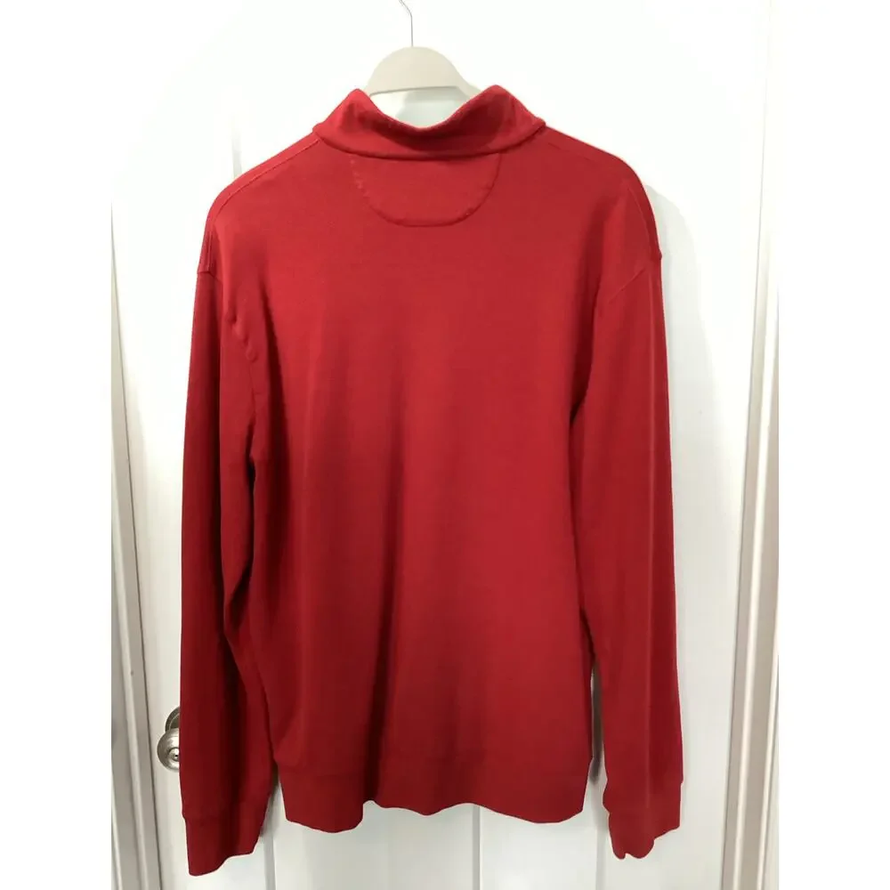 Polo Ralph Lauren Men's Luxury Jersey Quarter-Zip‎ Pullover Golf Red Size Large